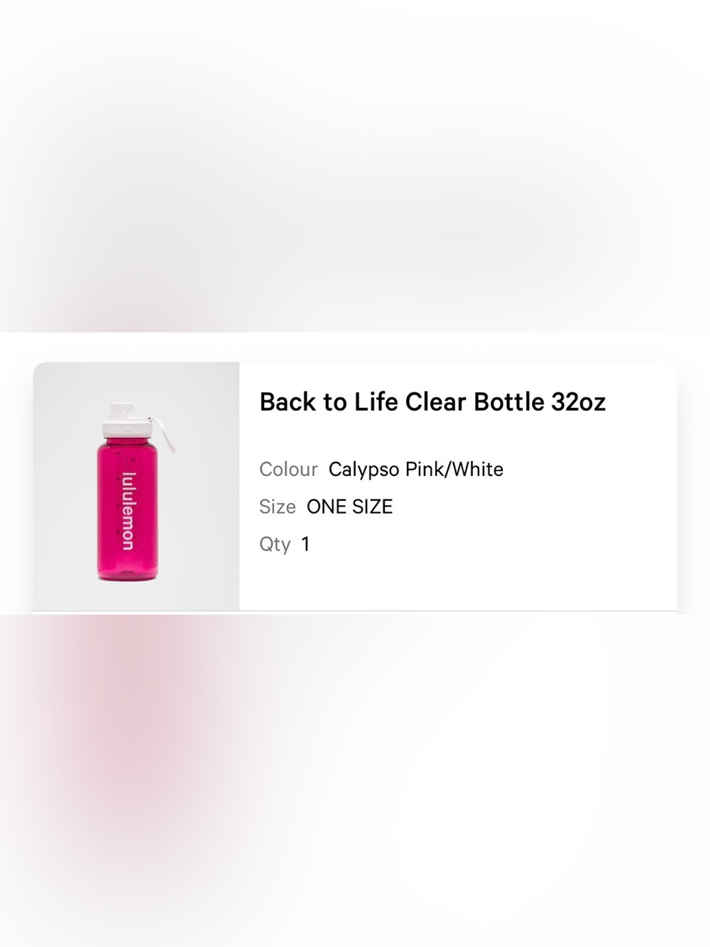 lululemon athletica Calypso Pink and White Water Bottle - 32oz